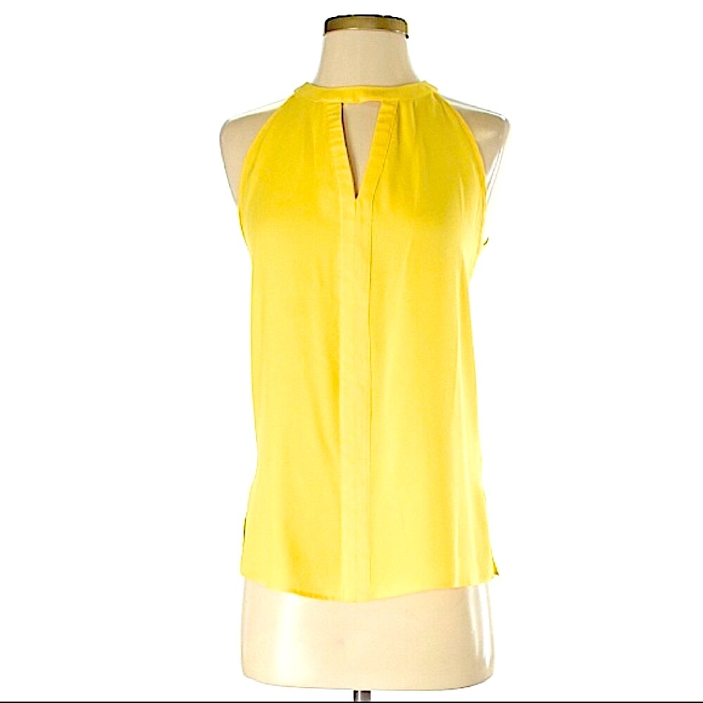 Kenneth Cole New York halter top, yellow polyester, keyhole XS